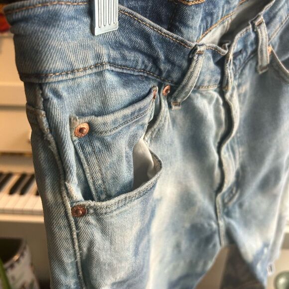 Levi's Distressed Upcycled Straight Blue Jeans 32" X 30" - Picture 15 of 16